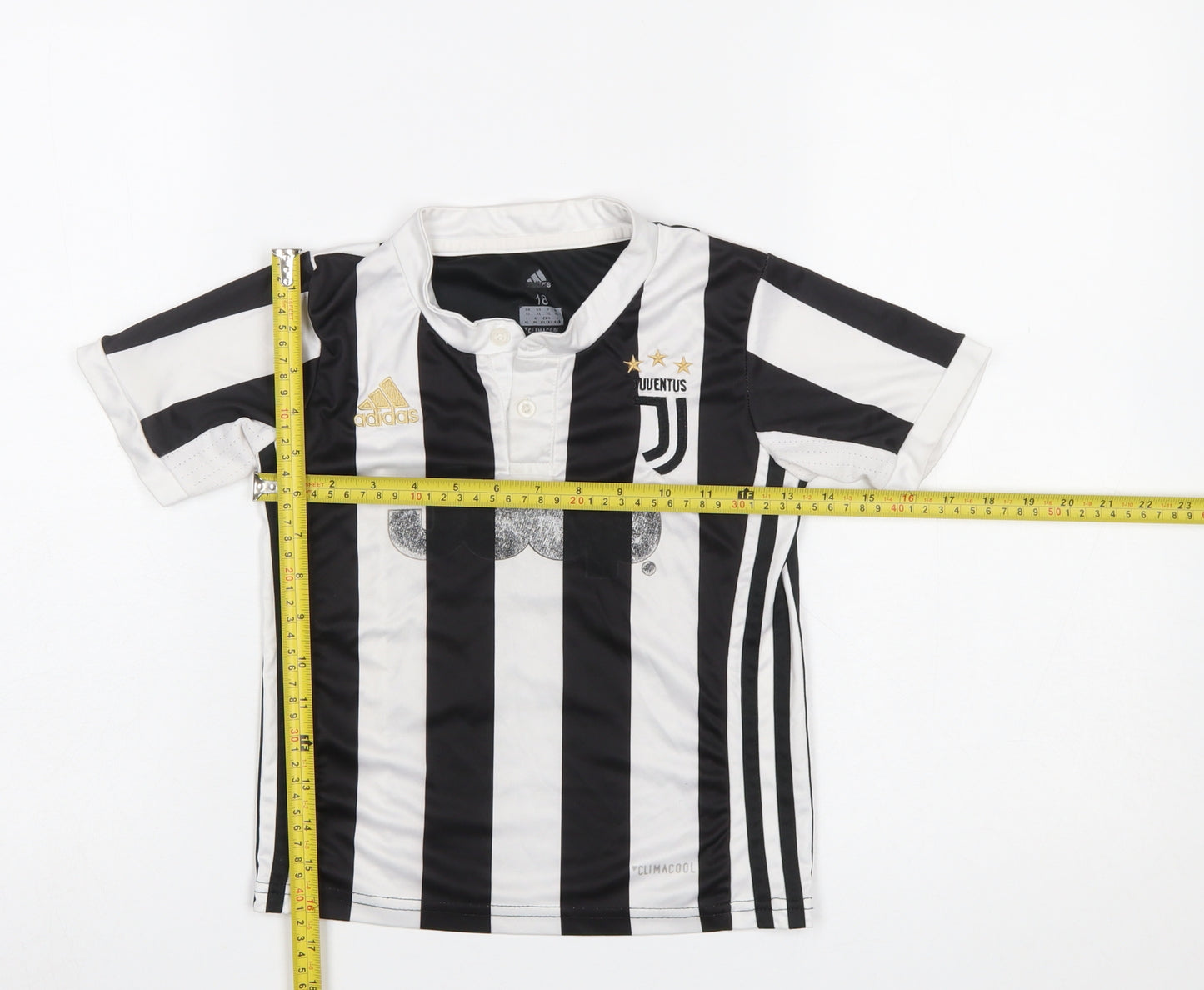 Adidas Boys Black White Juventus Football Jersey Shirt Size 18 Years