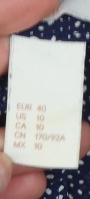 H&M Women’s Blue Polka Dot Sleeveless Collared Blouse Size 12