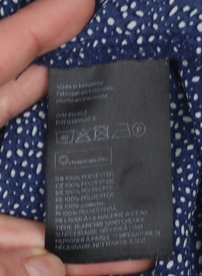 H&M Women’s Blue Polka Dot Sleeveless Collared Blouse Size 12