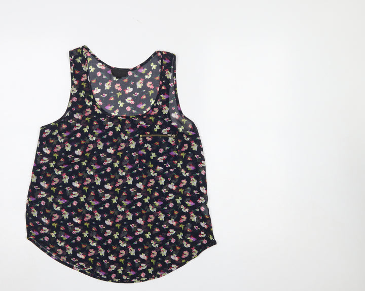 Topshop Women's Multicoloured Floral Chiffon Tank Top Size 12