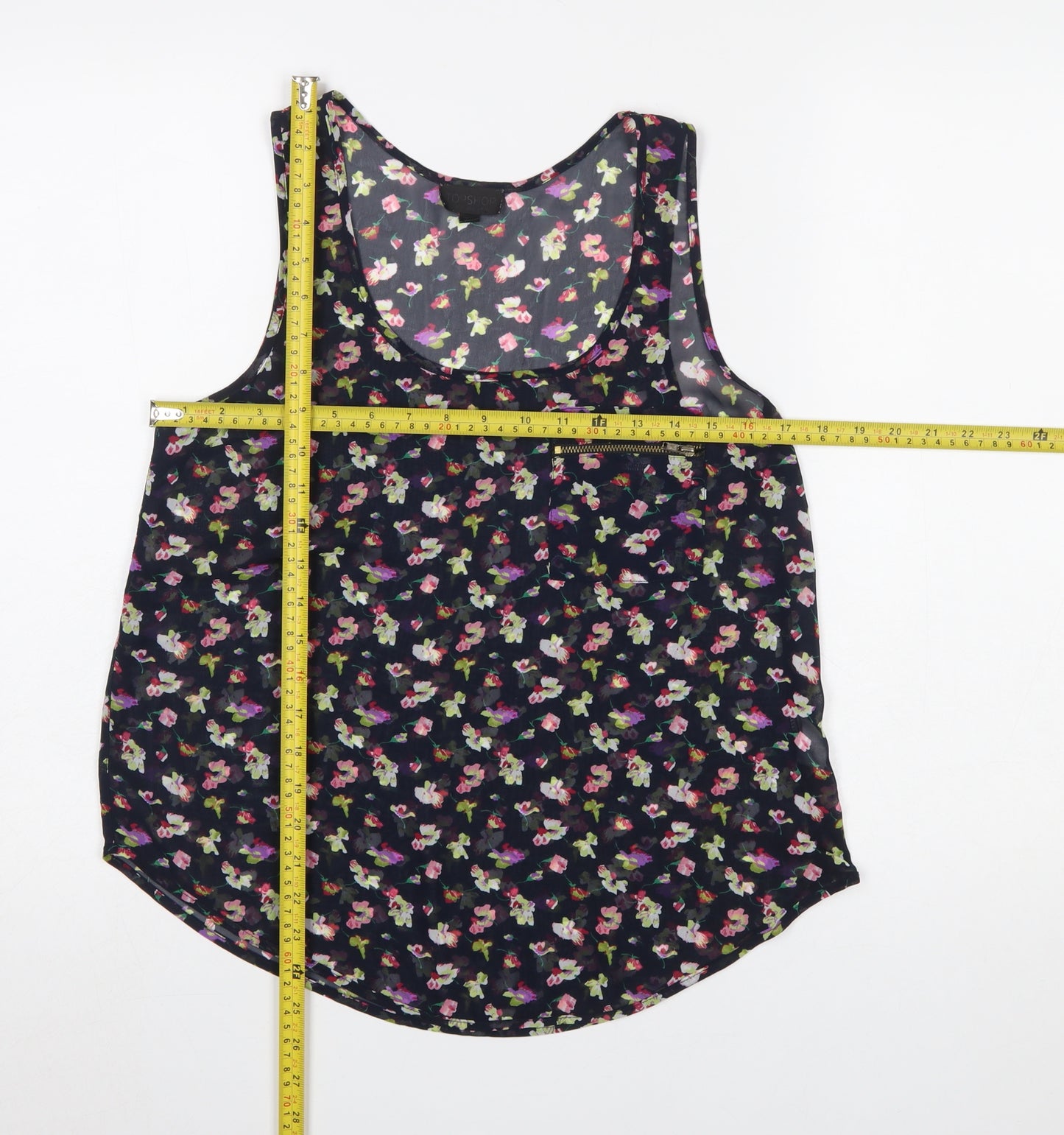 Topshop Women's Multicoloured Floral Chiffon Tank Top Size 12