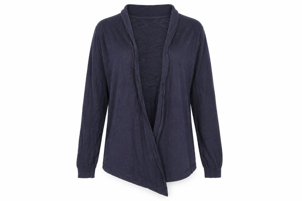 FatFace Womens Blue Cotton Linen Long Sleeve Cardigan Size 12