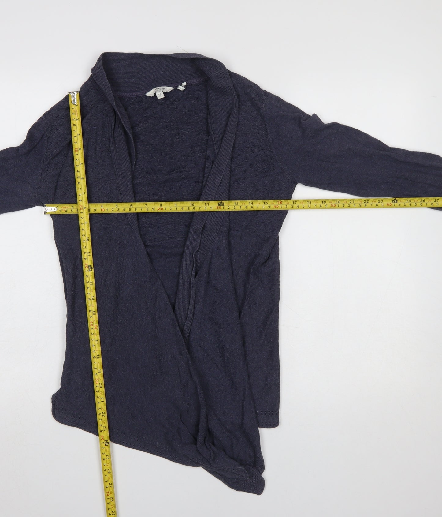 FatFace Womens Blue Cotton Linen Long Sleeve Cardigan Size 12