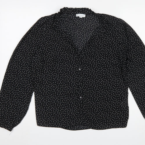 Warehouse Women Black Polka Dot Button-Up Blouse Size 12