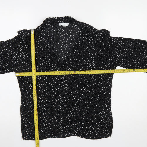 Warehouse Women Black Polka Dot Button-Up Blouse Size 12
