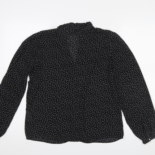 Warehouse Women Black Polka Dot Button-Up Blouse Size 12