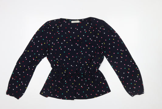Oasis Women's Multicoloured Star Wrap Blouse Top Size L
