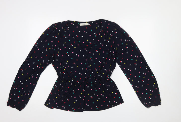 Oasis Women's Multicoloured Star Wrap Blouse Top Size L