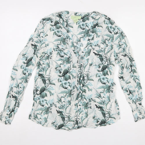 Oasis Womens Floral Long Sleeve Tunic Blouse Size 12 Multicoloured