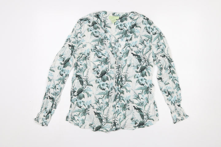 Oasis Womens Floral Long Sleeve Tunic Blouse Size 12 Multicoloured