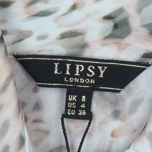 Lipsy Women’s Multicoloured Animal Print Chiffon Blouse UK 8