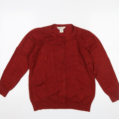 Regatta Women's Red Cardigan UK 12 Long Sleeve Viscose Nylon Knit Classic Style
