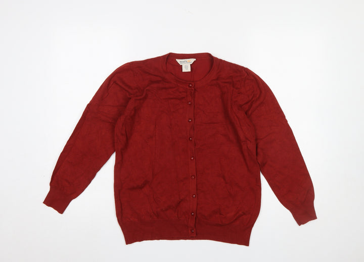 Regatta Women's Red Cardigan UK 12 Long Sleeve Viscose Nylon Knit Classic Style
