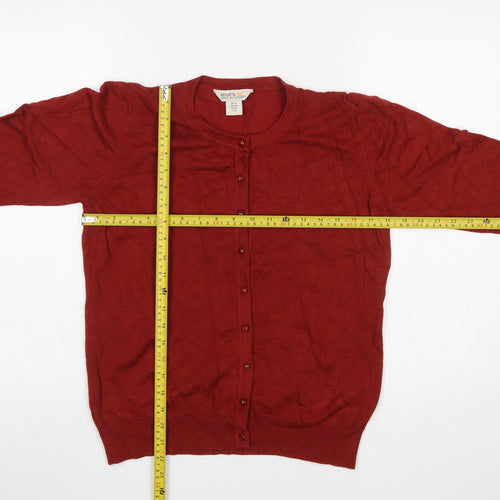 Regatta Women's Red Cardigan UK 12 Long Sleeve Viscose Nylon Knit Classic Style