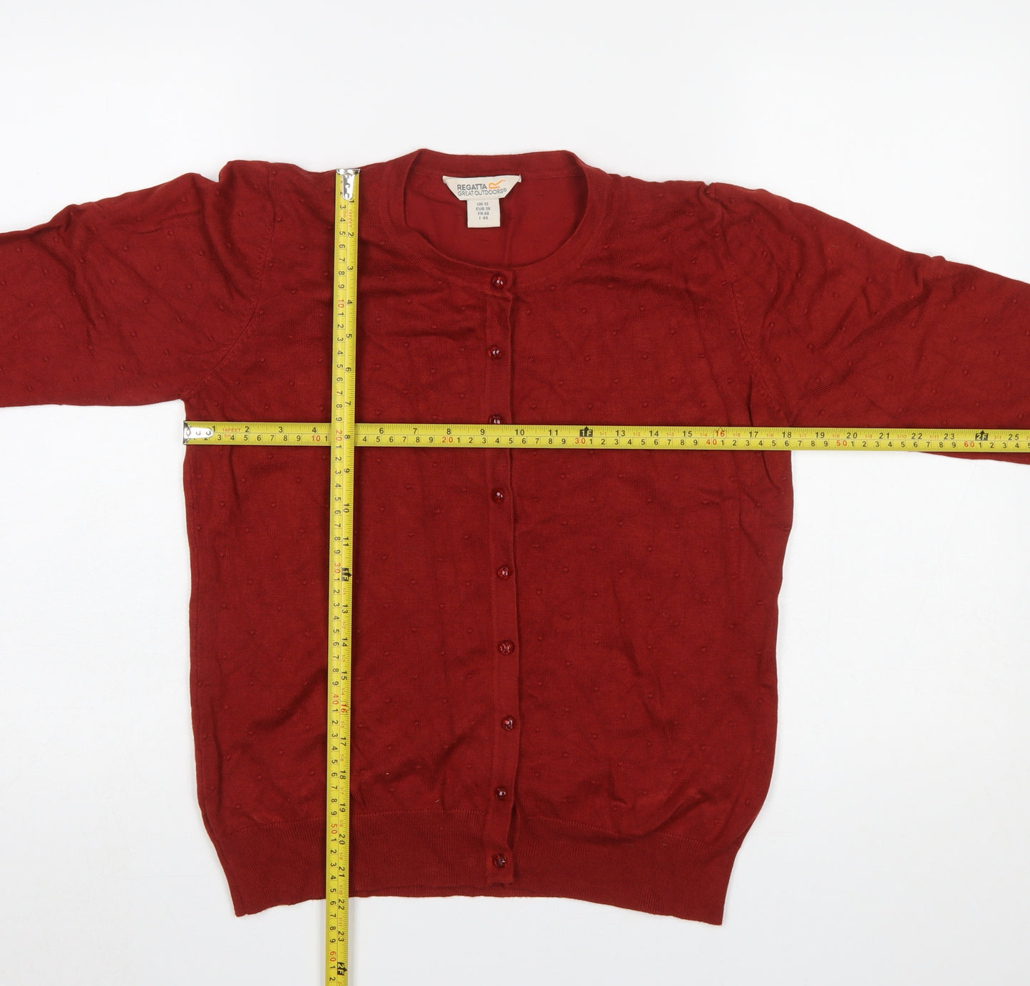 Regatta Women's Red Cardigan UK 12 Long Sleeve Viscose Nylon Knit Classic Style