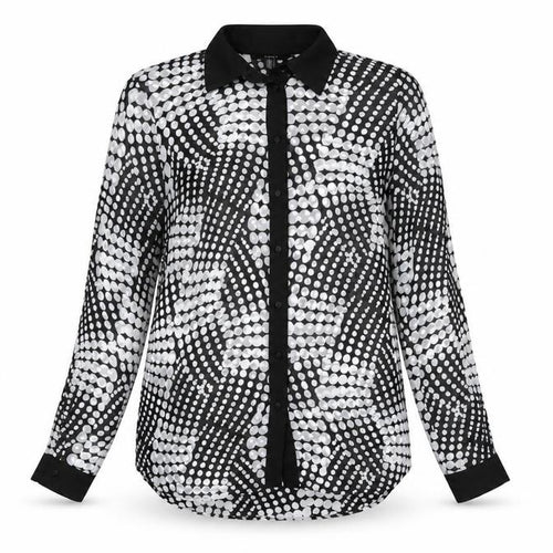 Next Women’s Black & White Polka Dot Sheer Long Sleeve Blouse UK 8