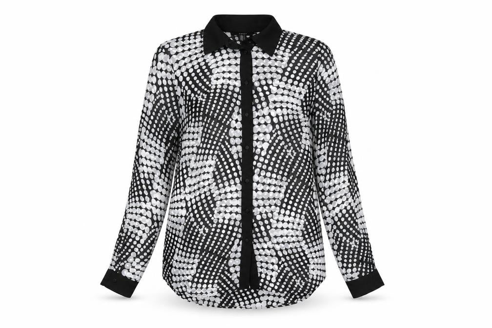 Next Women’s Black & White Polka Dot Sheer Long Sleeve Blouse UK 8