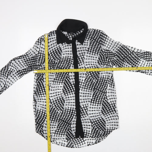 Next Women’s Black & White Polka Dot Sheer Long Sleeve Blouse UK 8