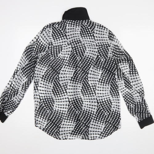 Next Women’s Black & White Polka Dot Sheer Long Sleeve Blouse UK 8
