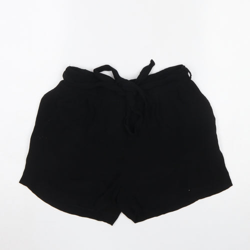 V by Very Women Black Paperbag Shorts Size 10 Belted Viscose
