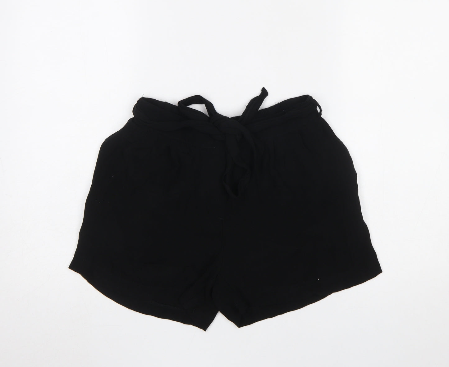 V by Very Women Black Paperbag Shorts Size 10 Belted Viscose