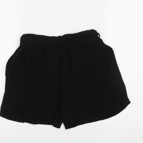 V by Very Women Black Paperbag Shorts Size 10 Belted Viscose