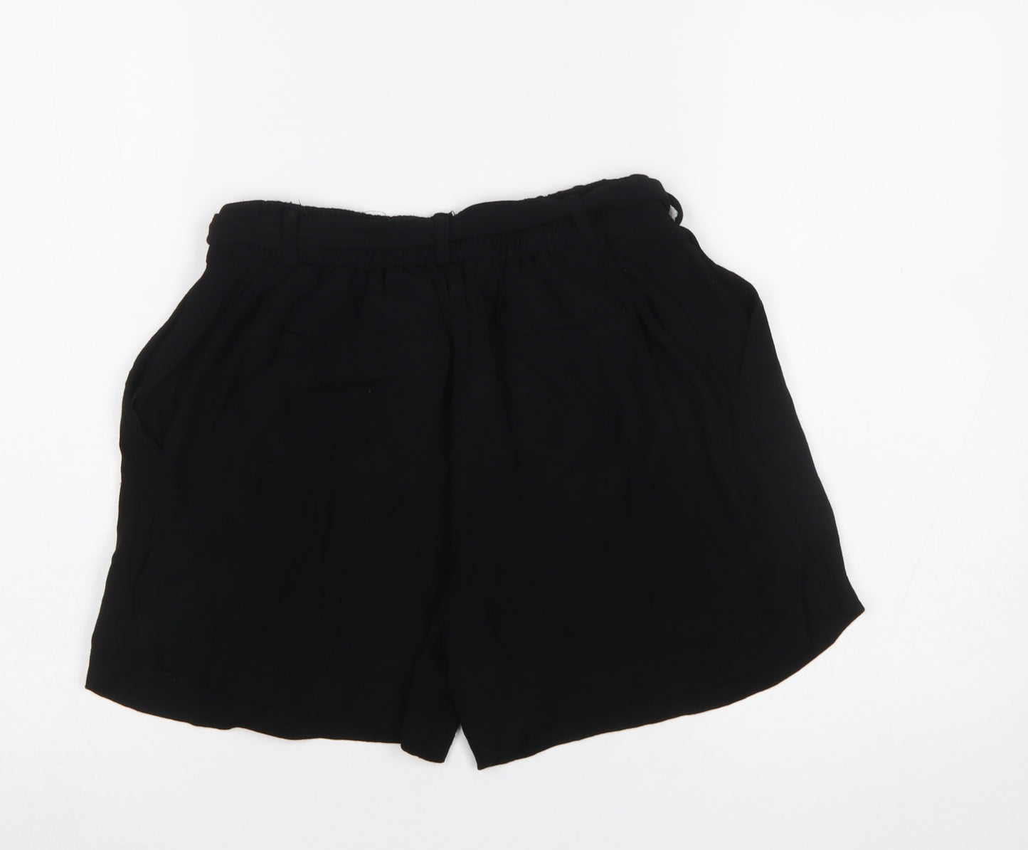 V by Very Women Black Paperbag Shorts Size 10 Belted Viscose