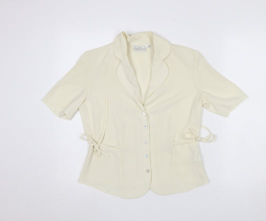 BHS Petite Ivory Short Sleeve Collared Button Blouse Size 10