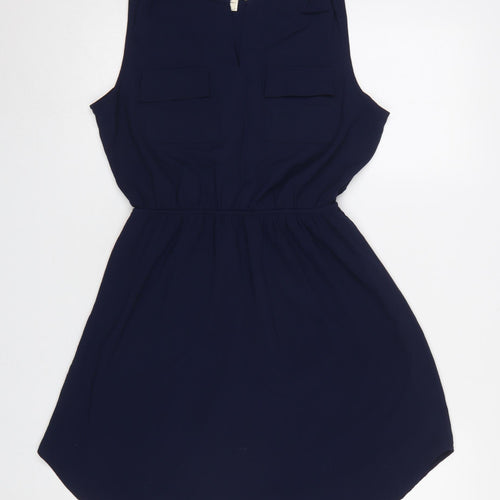 Monteau Women’s Blue Sleeveless Shirt Dress Size L