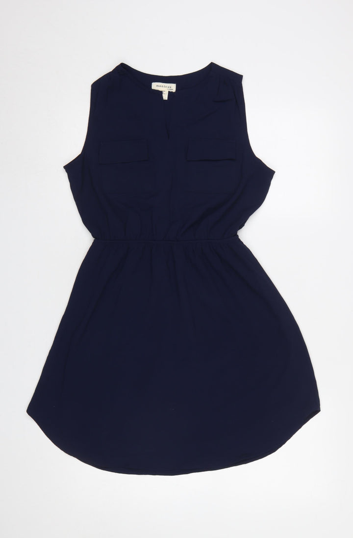 Monteau Women’s Blue Sleeveless Shirt Dress Size L