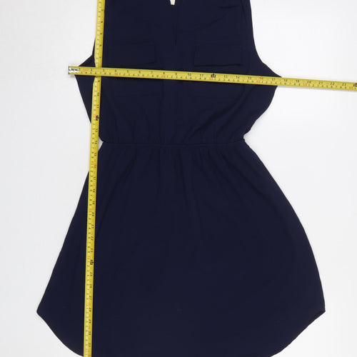 Monteau Women’s Blue Sleeveless Shirt Dress Size L