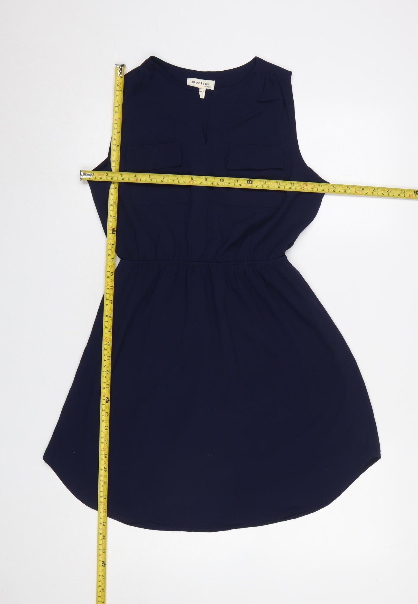 Monteau Women’s Blue Sleeveless Shirt Dress Size L
