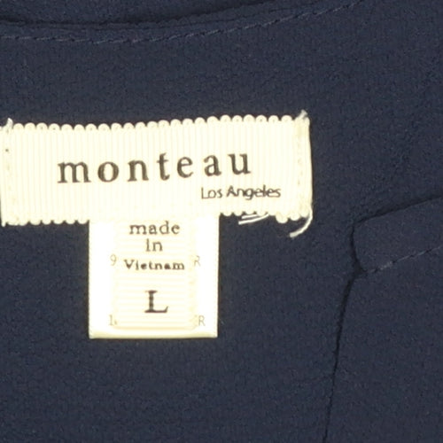 Monteau Women’s Blue Sleeveless Shirt Dress Size L