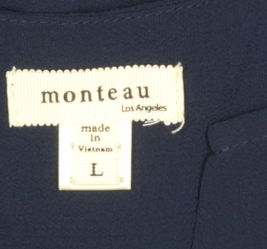 Monteau Women’s Blue Sleeveless Shirt Dress Size L