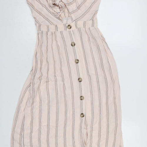 Mimi Chica Women’s Beige Striped Midi Slip Dress Size S