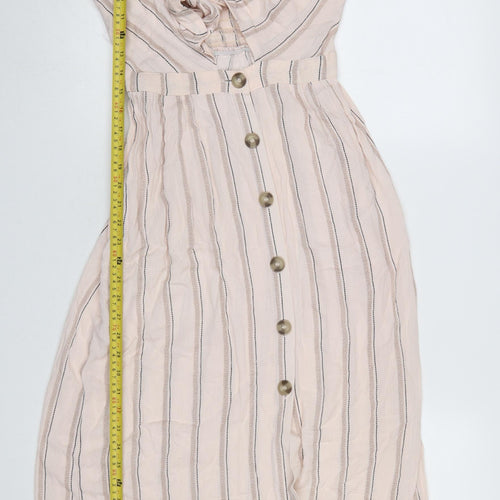 Mimi Chica Women’s Beige Striped Midi Slip Dress Size S