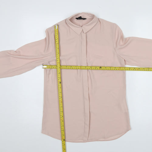New Look Women Beige Long Sleeve Collared Basic Blouse Size 6