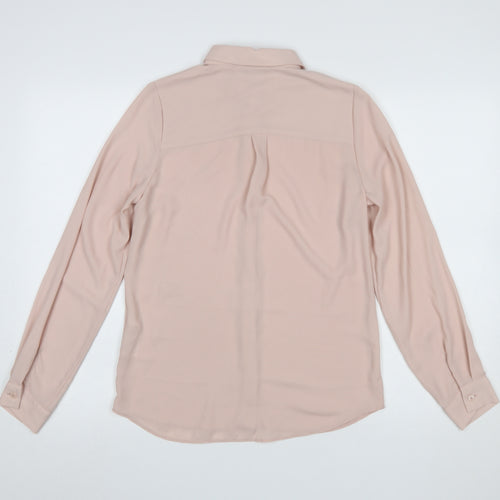 New Look Women Beige Long Sleeve Collared Basic Blouse Size 6