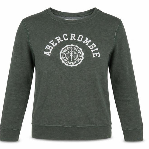 Abercrombie & Fitch Women's Green Pullover Sweatshirt Small Logo Cotton Blend