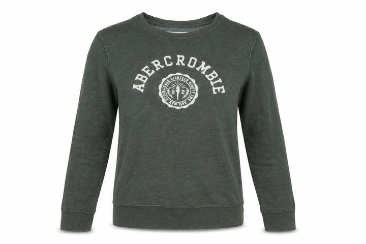 Abercrombie & Fitch Women's Green Pullover Sweatshirt Small Logo Cotton Blend
