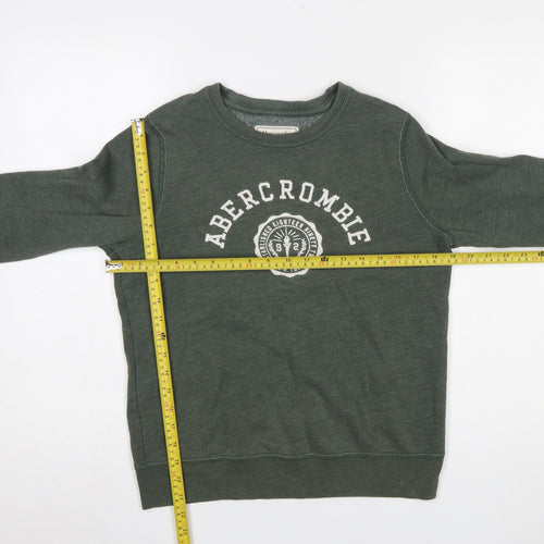 Abercrombie & Fitch Women's Green Pullover Sweatshirt Small Logo Cotton Blend