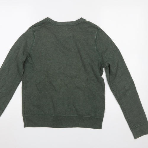 Abercrombie & Fitch Women's Green Pullover Sweatshirt Small Logo Cotton Blend