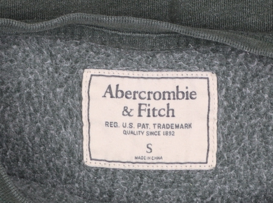 Abercrombie & Fitch Women's Green Pullover Sweatshirt Small Logo Cotton Blend