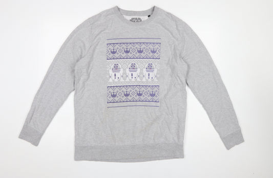 Front view of Star Wars Men's Grey R2-D2 XL Pullover Sweatshirt