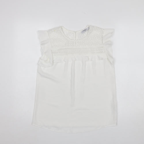 Akoz De Toi Paris Women's White Lace Ruffle Sleeveless Blouse Size S