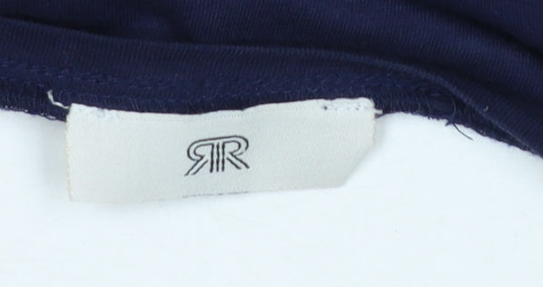 La Redoute Women Navy Blue Cotton Blouse Size 10 Balloon Sleeve