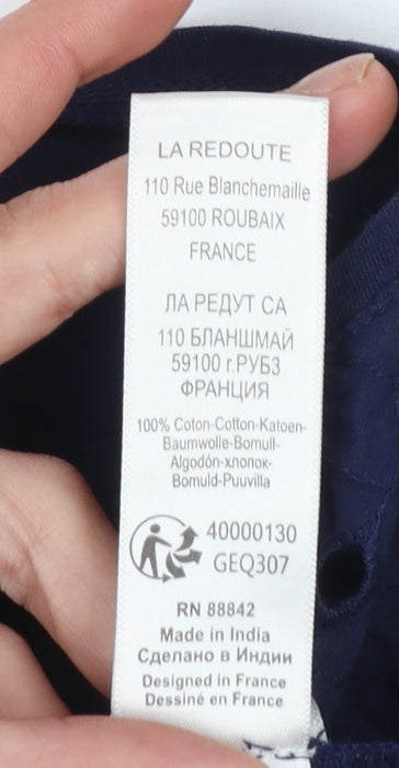 La Redoute Women Navy Blue Cotton Blouse Size 10 Balloon Sleeve
