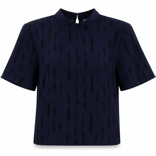 Jacqueline de Yong Women's Blue High Neck Short Sleeve Blouse Size 8