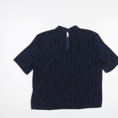 Jacqueline de Yong Women's Blue High Neck Short Sleeve Blouse Size 8