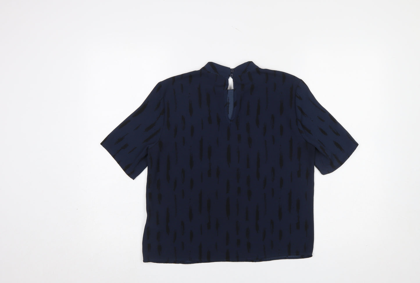 Jacqueline de Yong Women's Blue High Neck Short Sleeve Blouse Size 8